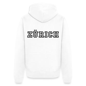 Zürich - Unisex Premium Bio Zip Hoodie - Weiß - Hinten - Thijin (182cm)