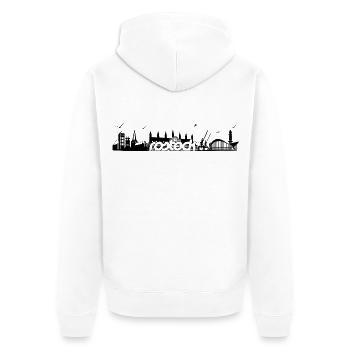 Rostock Silhouette Skyline - Unisex Premium Bio Zip Hoodie - Weiß - Hinten - Thijin (182cm)