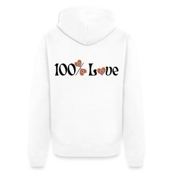 100 % Love - Unisex Premium Bio Zip Hoodie - Weiß - Hinten - Thijin (182cm)