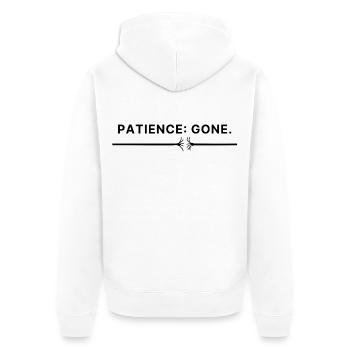 Patience : Partie – Faute de frappe Spruch Patience déchirée - Veste à capuche bio Premium Unisexe - blanc - Dos - Thijin (182cm)