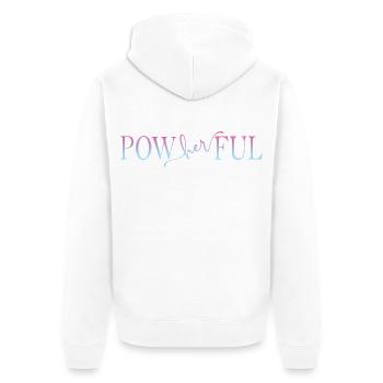 Powherful Frauen Power - Unisex Premium Bio Zip Hoodie - Weiß - Hinten - Thijin (182cm)