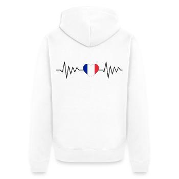 Beating tricolor heart, France Drapeau - Unisex Premium Organic Zip Hoodie - white - Back - Thijin (182cm)