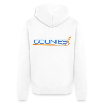 El Gounies - not just a brand - Unisex Premium Organic Zip Hoodie - white - Back - Thijin (182cm)