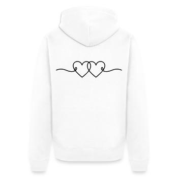 Double Cœur Minimaliste | Amour & Romance - Veste à capuche bio Premium Unisexe - blanc - Dos - Thijin (182cm)