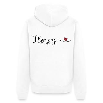 Pferde mit Herz - Unisex Premium Bio Zip Hoodie - Weiß - Hinten - Thijin (182cm)