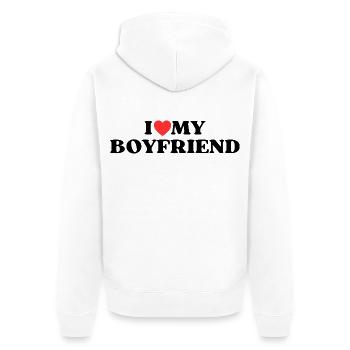 I love my boyfriend - Unisex Premium Bio Zip Hoodie - Weiß - Hinten - Thijin (182cm)