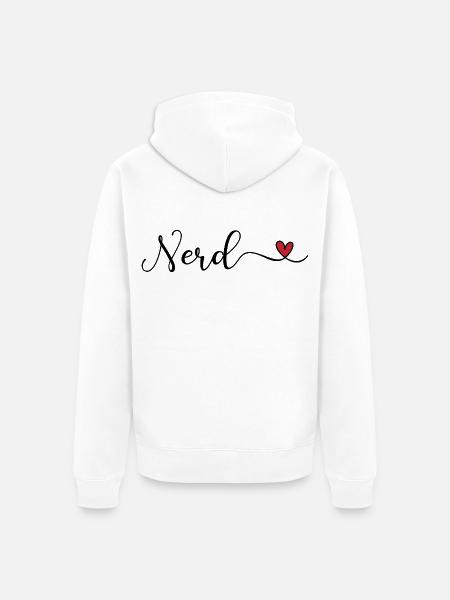 Nerd Schriftzug mit Herz - Unisex Premium Bio Zip Hoodie - Weiß