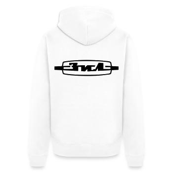 ZIL - Unisex Premium Bio Zip Hoodie - Weiß - Hinten - Thijin (182cm)