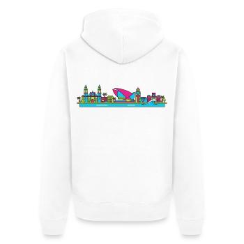 Las Palmas City Skyline Gran Canaria Line Art - Unisex Premium Organic Zip Hoodie - white - Back - Thijin (182cm)