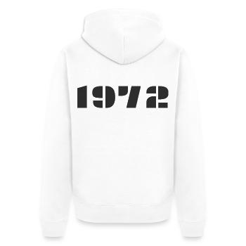 1972 - Unisex Premium Bio Zip Hoodie - Weiß - Hinten - Thijin (182cm)
