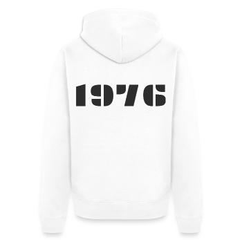1976 - Unisex Premium Organic Zip Hoodie - white - Back - Thijin (182cm)