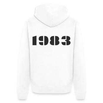 1983 - Unisex Premium Bio Zip Hoodie - Weiß - Hinten - Thijin (182cm)