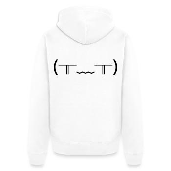 Weinendes Emote (╥﹏╥) heftige Tränen - Unisex Premium Bio Zip Hoodie - Weiß - Hinten - Thijin (182cm)