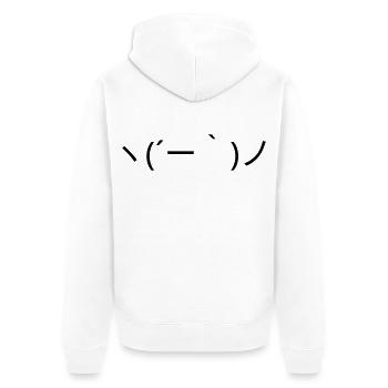 Émote Détendue ヽ( ́ー')ノ Kaomoji insouciant - Veste à capuche bio Premium Unisexe - blanc - Dos - Thijin (182cm)