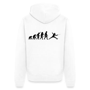 Fechten Evolution für Fechter Fechtsport - Unisex Premium Bio Zip Hoodie - Weiß - Hinten - Thijin (182cm)