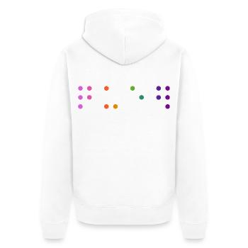 Queer-Kontraktierte Braille - Unisex Premium Bio Zip Hoodie - Weiß - Hinten - Thijin (182cm)