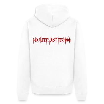 Techno Rave – No Sleep Just Techno - Unisex Premium Bio Zip Hoodie - Weiß - Hinten - Thijin (182cm)