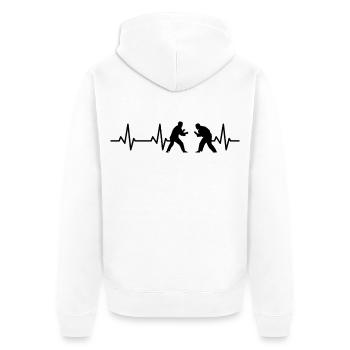 Judoka heartbeat - Unisex Premium Organic Zip Hoodie - white - Back - Thijin (182cm)