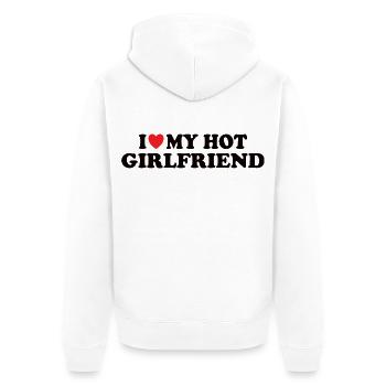 Liebe zur Freundin Herz-Statement - Unisex Premium Bio Zip Hoodie - Weiß - Hinten - Thijin (182cm)