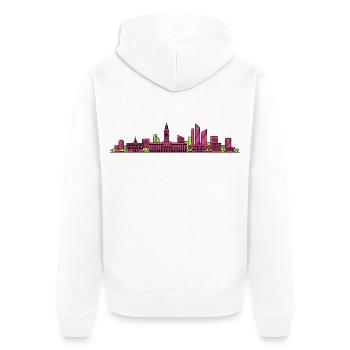 Lille City Skyline Glockenturm Moderne Linienkunst - Unisex Premium Bio Zip Hoodie - Weiß - Hinten - Thijin (182cm)