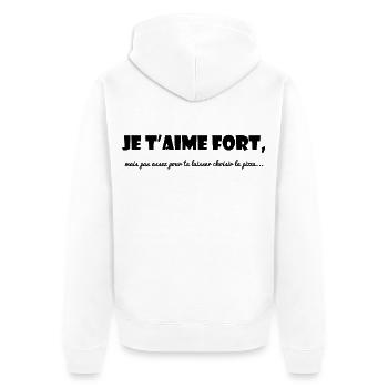 ICH LIEBE DICH. PAAR. LIEBE. LIEBE. LEBEN. PHILOSOPHIE - Unisex Premium Bio Zip Hoodie - Weiß - Hinten - Thijin (182cm)