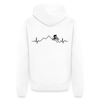 VTT, ECG, battement de cœur, saut en montagne en VTT - Veste à capuche bio Premium Unisexe - blanc - Dos - Thijin (182cm)
