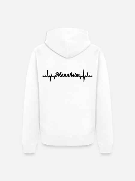 Mannheim Herzschlag Schriftzug - Unisex Premium Bio Zip Hoodie - Weiß