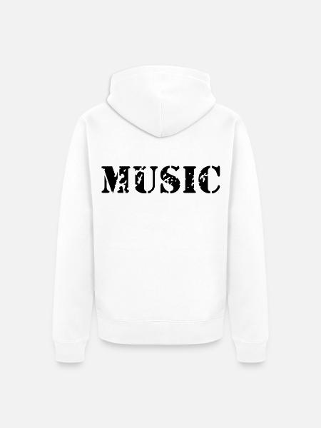 music as a stamp print design - Unisex Premium Organic Zip Hoodie - white