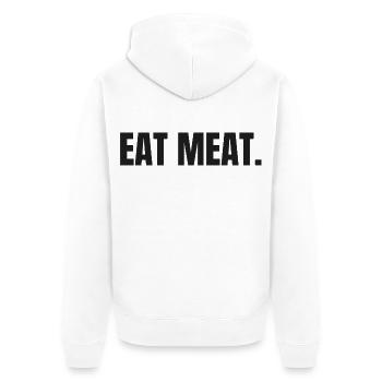 EAT MEAT | Carnivore Steak Statement - Unisex Premium Bio Zip Hoodie - Weiß - Hinten - Thijin (182cm)
