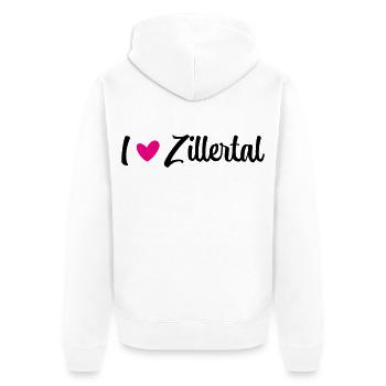 I love Zillertal - Unisex Premium Bio Zip Hoodie - Weiß - Hinten - Thijin (182cm)