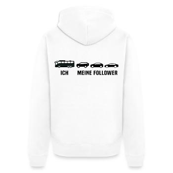 Busfahrer Linienbus Meine Follower Bus - Unisex Premium Bio Zip Hoodie - Weiß - Hinten - Thijin (182cm)