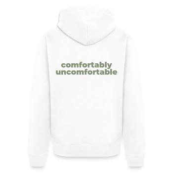 Bequem Ungemütlich Typografie - Unisex Premium Bio Zip Hoodie - Weiß - Hinten - Thijin (182cm)