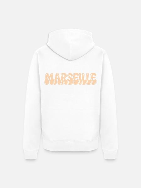 Marseille Mittelmeer-Typo-Blase - Unisex Premium Bio Zip Hoodie - Weiß