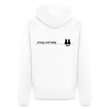 Crazy Cat Lady – Lustiger Katzen Spruch - Unisex Premium Bio Zip Hoodie - Weiß - Hinten - Thijin (182cm)