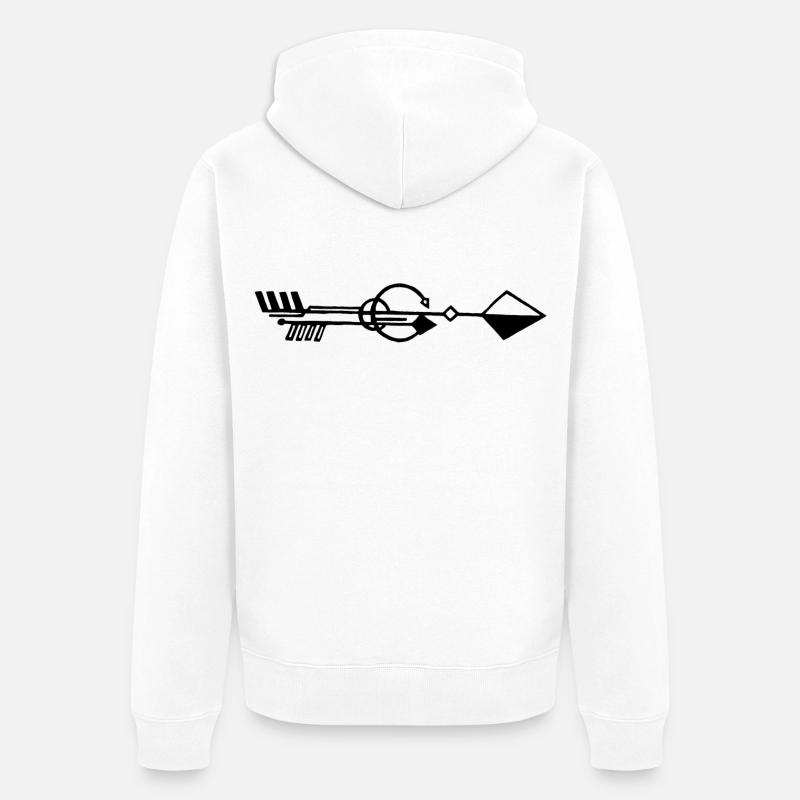Seltsamer schwarzer Pfeil - Unisex Premium Bio Zip Hoodie - Weiß