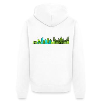 Zaragoza City Skyline Basilica Line Art - Unisex Premium Organic Zip Hoodie - white - Back - Thijin (182cm)