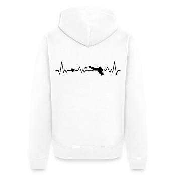 Taucher im Meer Herzschlag Für Schnorchler - Unisex Premium Bio Zip Hoodie - Weiß - Hinten - Thijin (182cm)