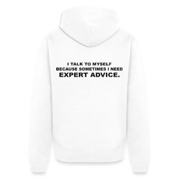 Ich rede mit mir selbst, weil ich manchmal Experten brauche - Unisex Premium Bio Zip Hoodie - Weiß - Hinten - Thijin (182cm)