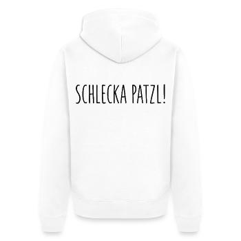 Schlecka Patzl - Unisex Premium Bio Zip Hoodie - Weiß - Hinten - Thijin (182cm)