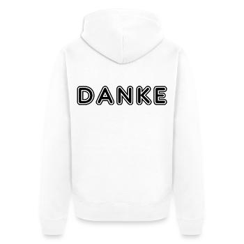 Danke - Unisex Premium Bio Zip Hoodie - Weiß - Hinten - Thijin (182cm)