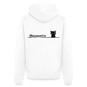 Miesepetra – Drôle de chat Jeu de mots Petra - Veste à capuche bio Premium Unisexe - blanc - Dos - Thijin (182cm)
