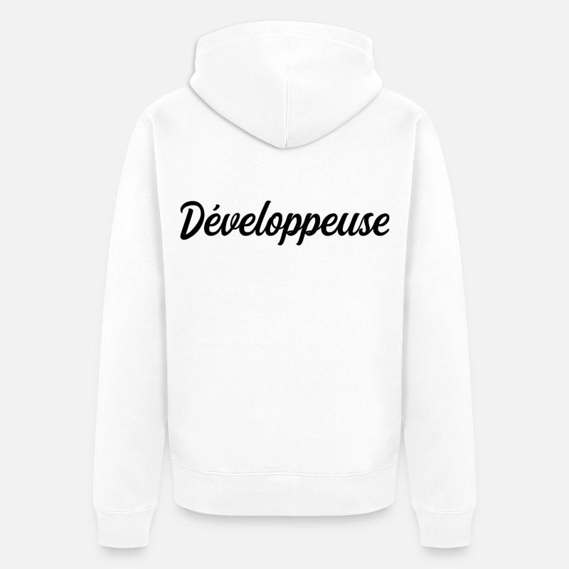 Développeuse Web Code Logiciel Application Tech - Veste à capuche bio Premium Unisexe - blanc