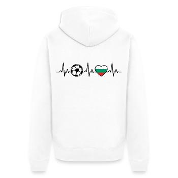 Bulgarien Fußball Herzschlag Bulgarien - Unisex Premium Bio Zip Hoodie - Weiß - Hinten - Thijin (182cm)