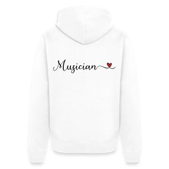 Musikerherz-Typografie - Unisex Premium Bio Zip Hoodie - Weiß - Hinten - Thijin (182cm)