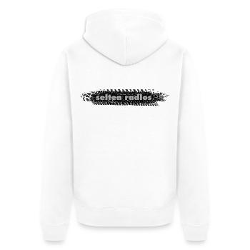 selten radlos reifenabdruck spruch radfahren - Unisex Premium Bio Zip Hoodie - Weiß - Hinten - Thijin (182cm)