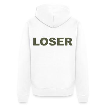 Chemise Mème Loose - Veste à capuche bio Premium Unisexe - blanc - Dos - Thijin (182cm)