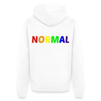 NORMAL - Unisex Premium Bio Zip Hoodie - Weiß - Hinten - Thijin (182cm)