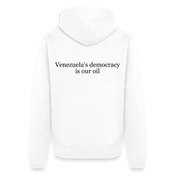 Venezuela oil - Unisex Premium Organic Zip Hoodie - white - Back - Thijin (182cm)