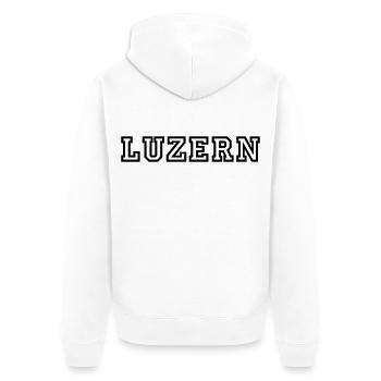 Luzern - Unisex Premium Bio Zip Hoodie - Weiß - Hinten - Thijin (182cm)