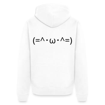 Katzen Emote (=^･ω･^=) süße Katze Kaomoji - Unisex Premium Bio Zip Hoodie - Weiß - Hinten - Thijin (182cm)
